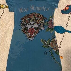 Ed Hardy Blue Graphic Tee - Short Sleeve 100% cotton soft